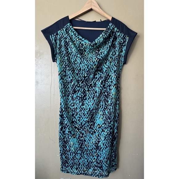 Esprit Dresses & Skirts - Vintage 90s ESPRIT Dress Turquoise & Navy Floral Women's Size Large Short Sleeve
